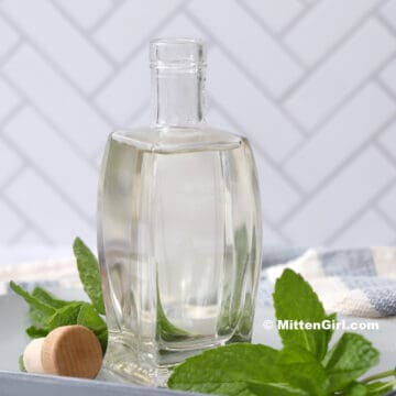 A jar of mint simple syrup.