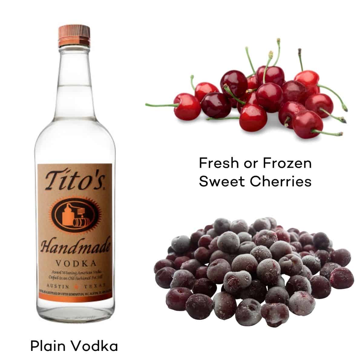 Ingredients for homemade cherry vodka. 