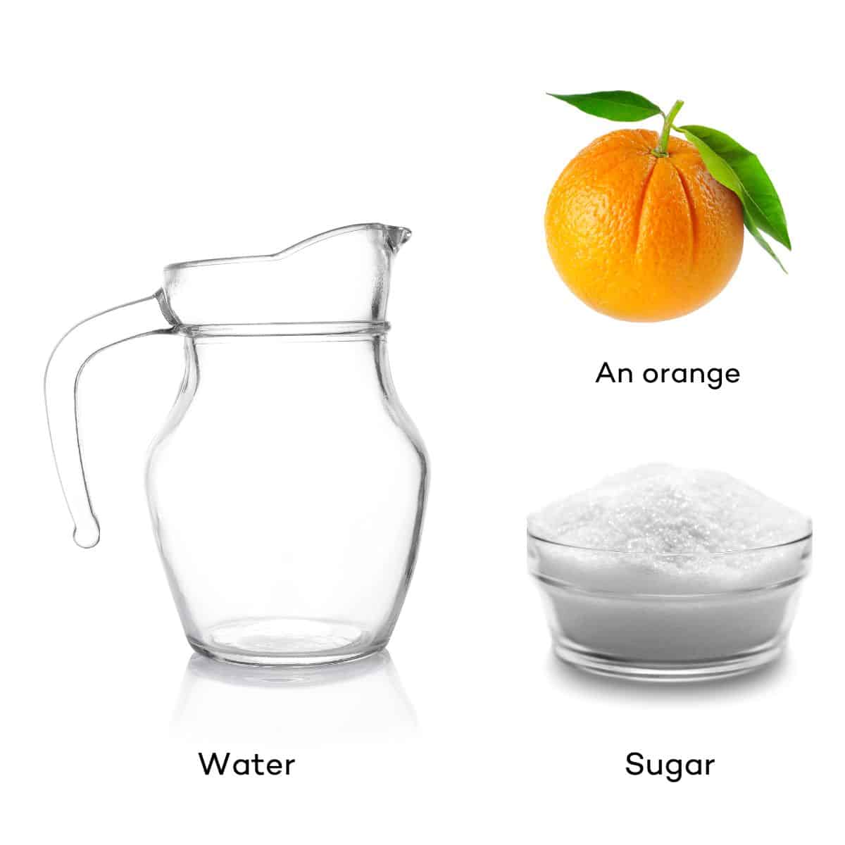 Ingredients for orange syrup. 