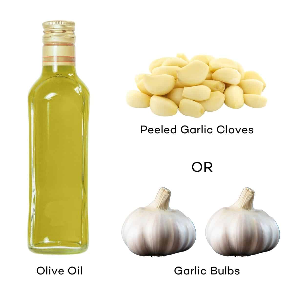 Ingredients for roast garlic confit.