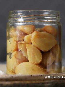 A jar of roast garlic cloves.
