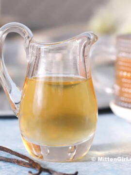 A jar of vanilla simple syrup.