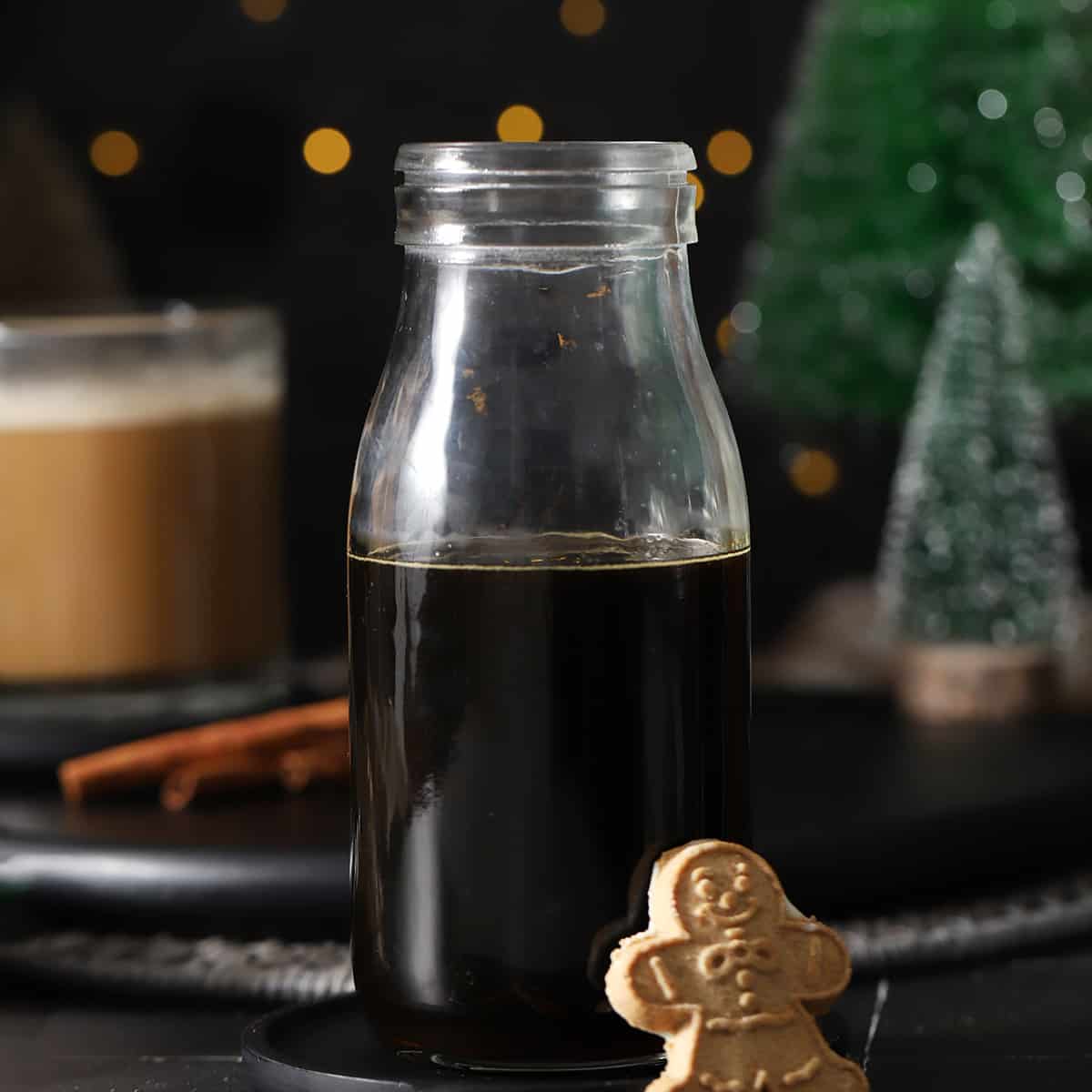 A bottle of gingerbread syrup.
