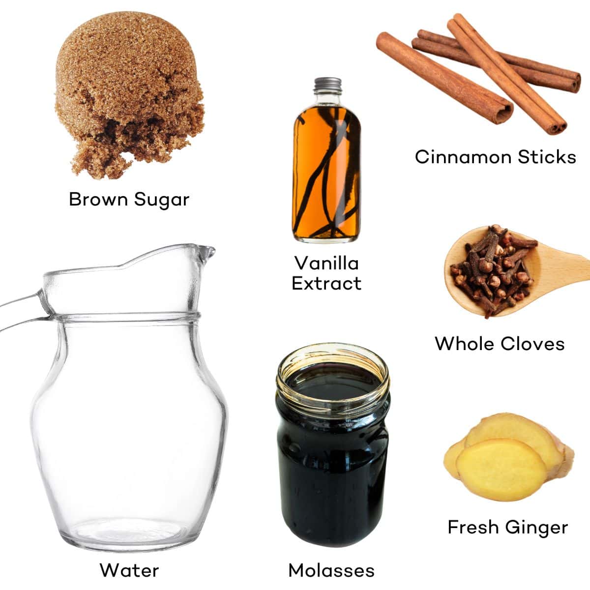 Ingredients for gingerbread syrup. 