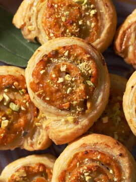 Whipped Ricotta and Pumpkin Pinwheels Holiday Appetizer.