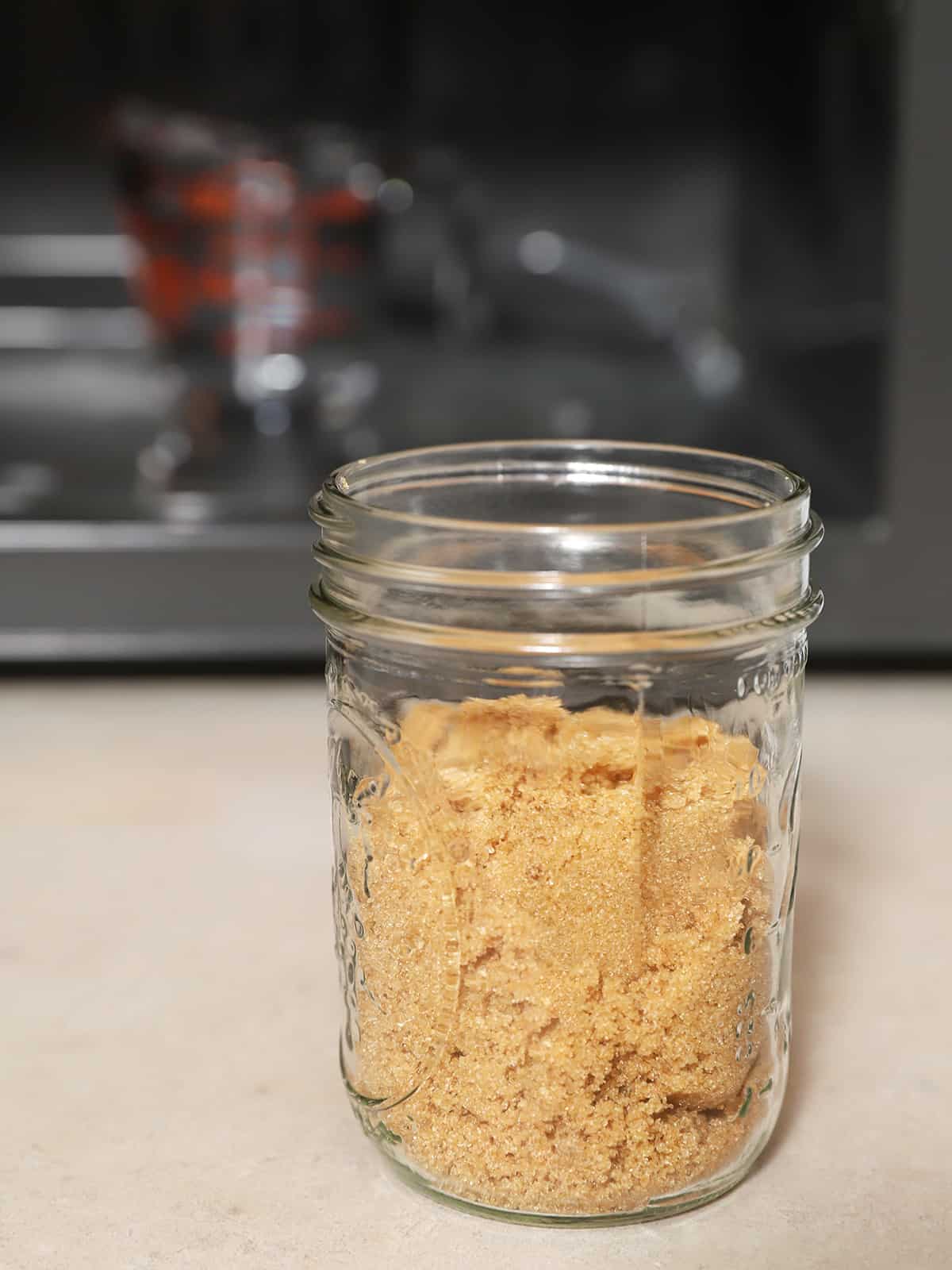 Brown sugar in a mason jar. 