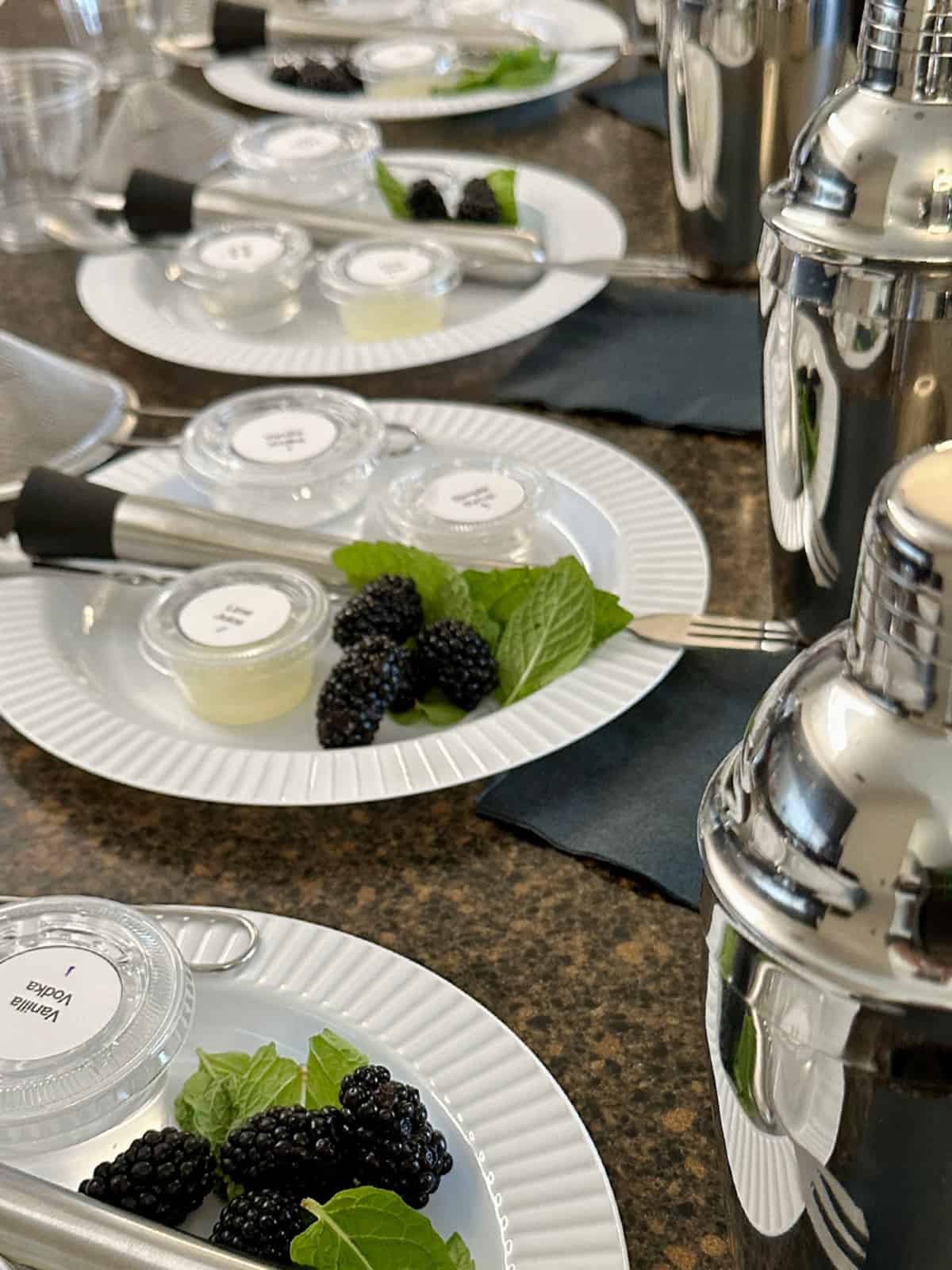 Set up for cocktail classes.