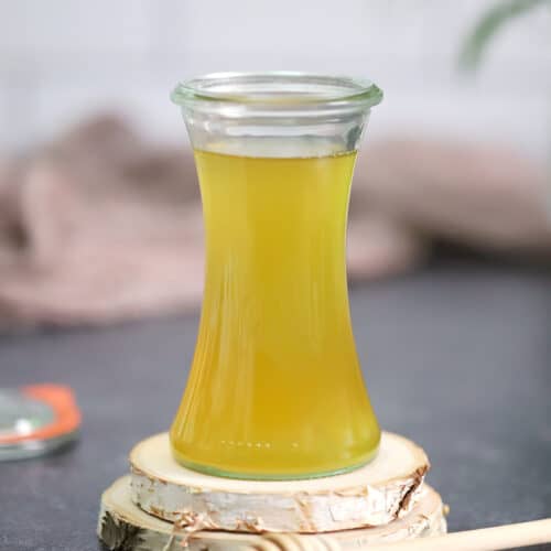 A bottle of honey simple syrup.