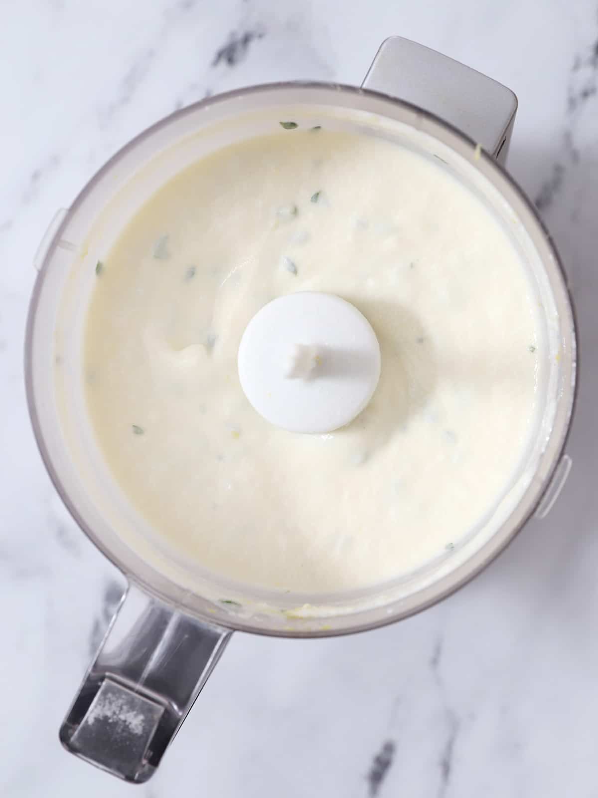 A fully mixed batch of whipped ricotta dip. 