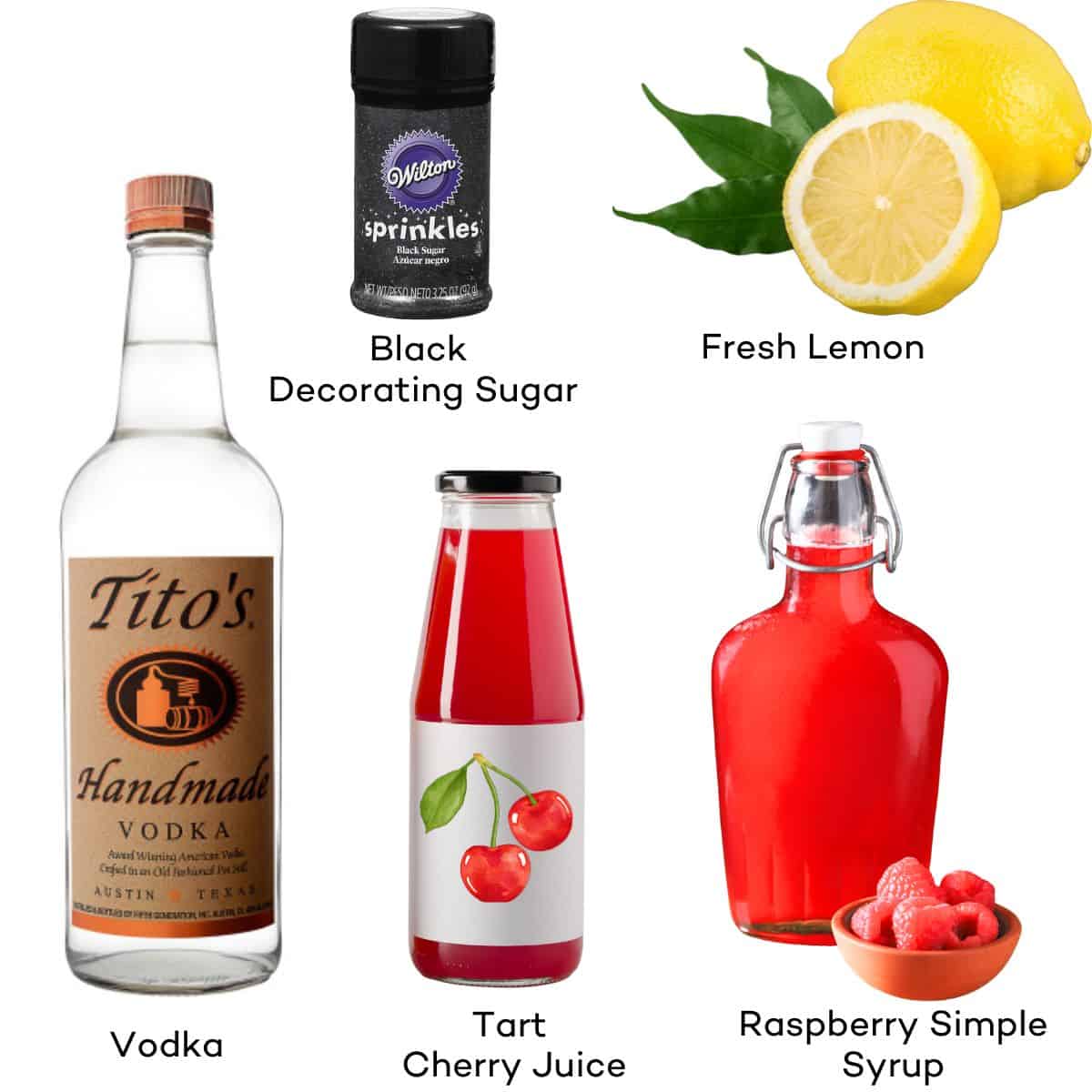 Ingredients for Vampire's Kiss cocktails.