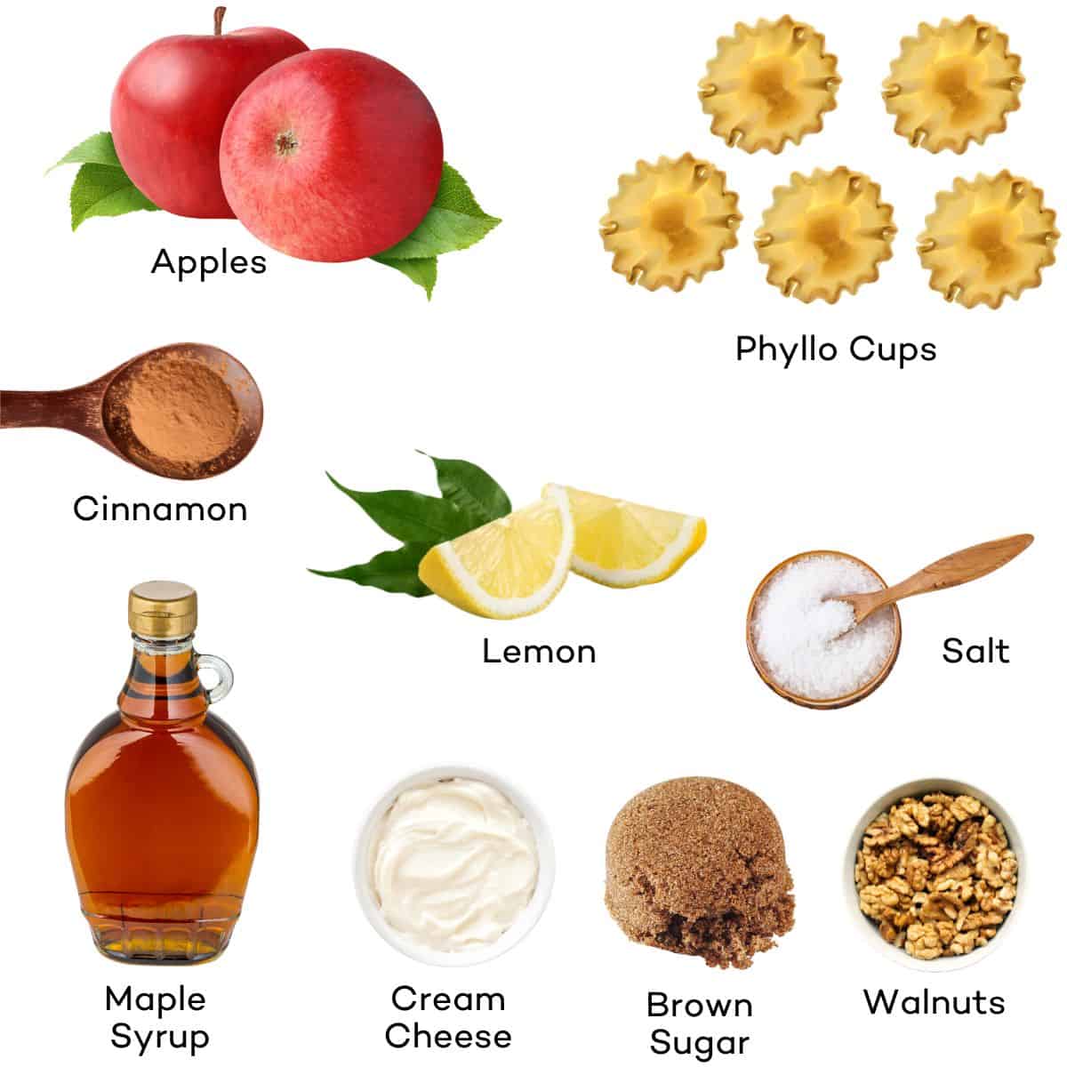 Ingredients for mini apple pie bites.