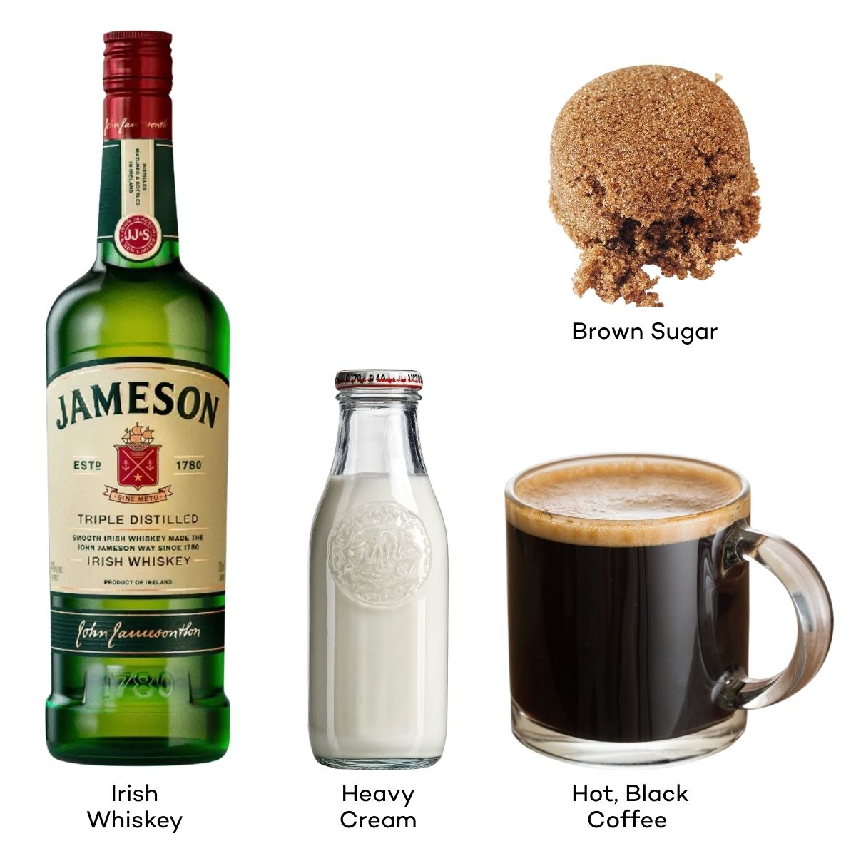 The ingredients for Irish Coffee.