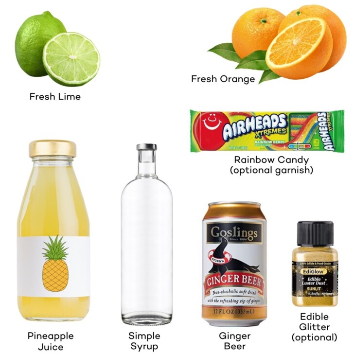 Ingredient for a Pot of Gold St Patrick's Day mocktail.