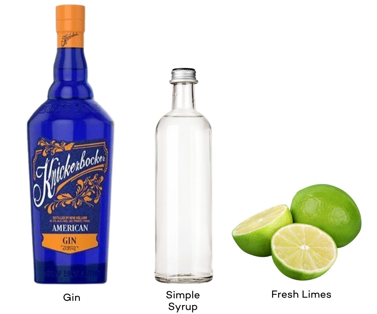 Ingredients for a gin gimlet.