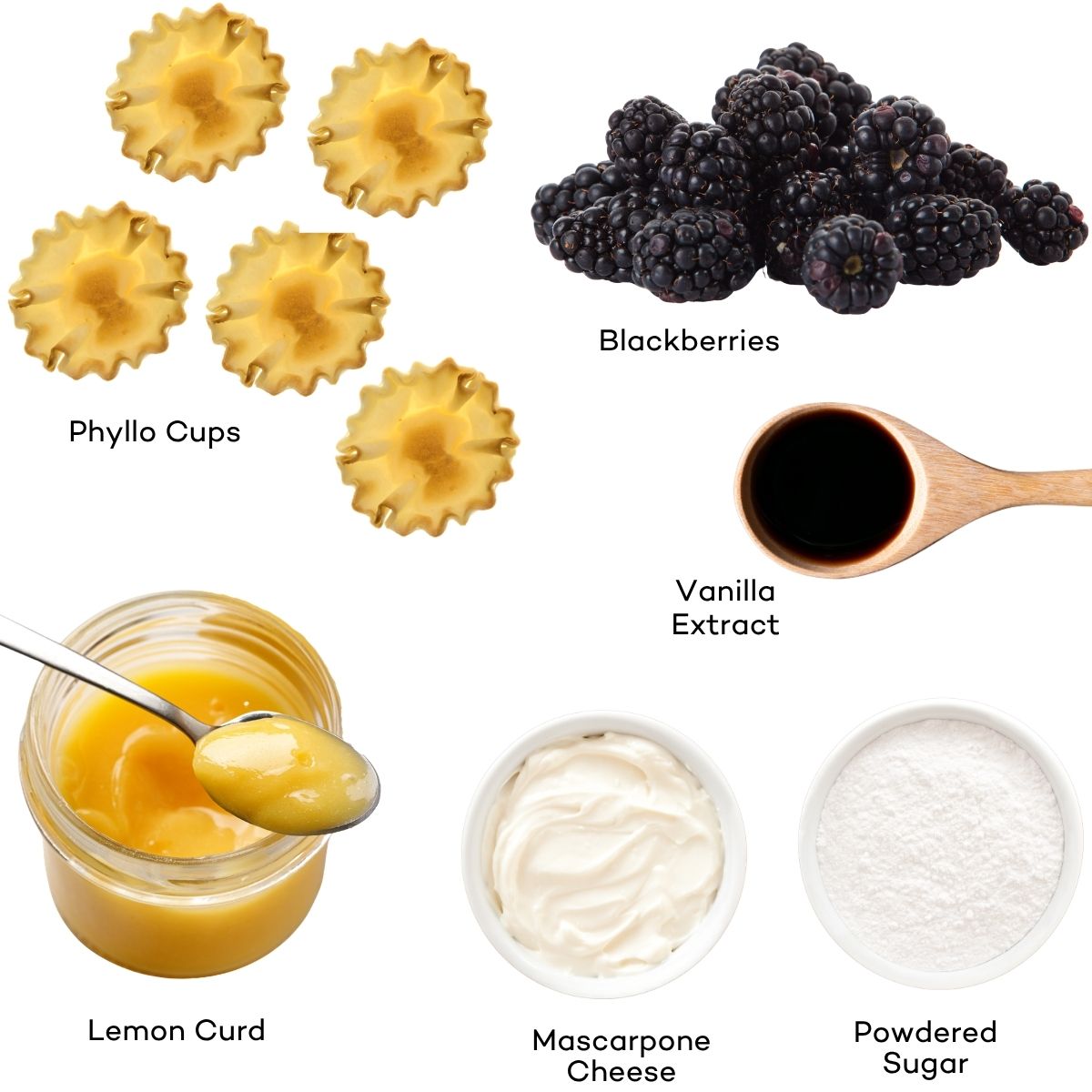 Ingredients for mini lemon tarts.
