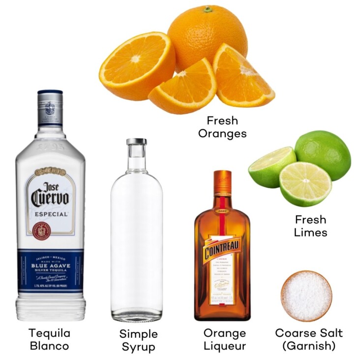 Ingredients for orange margaritas.